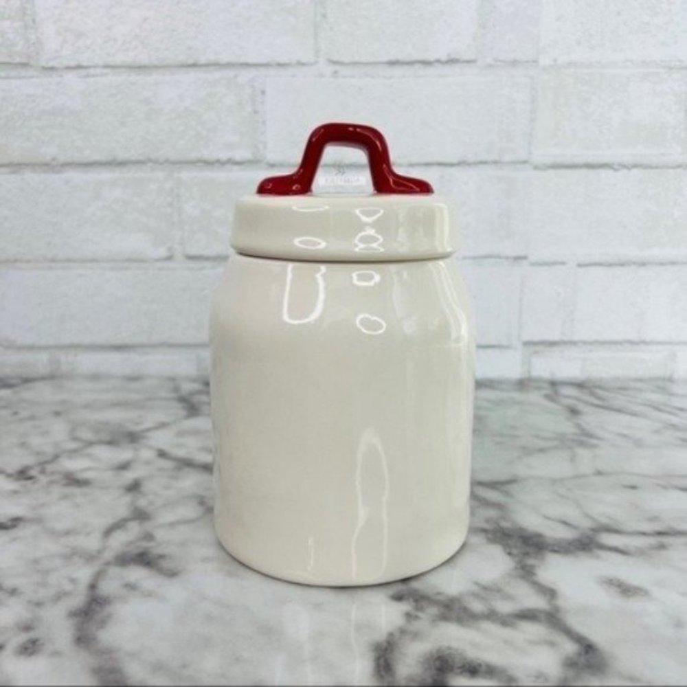 Rae Dunn Be Mine Love Etched Ruffle Heart Valentines Small Baby Canister - Picture 2 of 9
